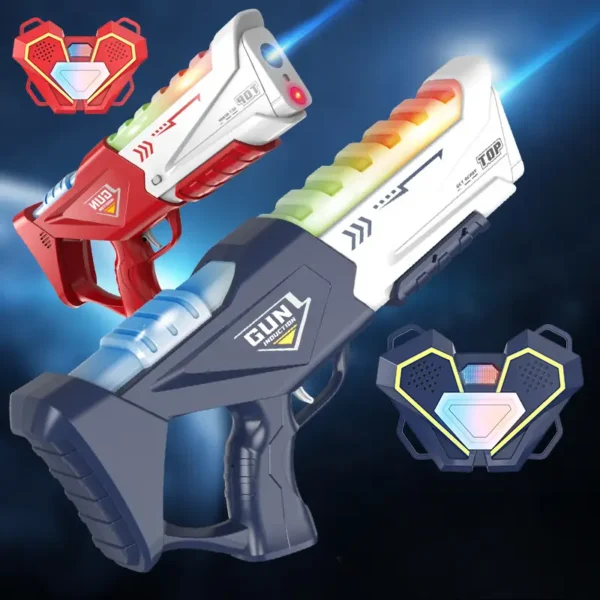 Sound and Light Sensing Gun Set with 2 Guns, Digital LED Score Display Vest - Fun for Teens and Adults, Birthday Gift Toy - Image 7