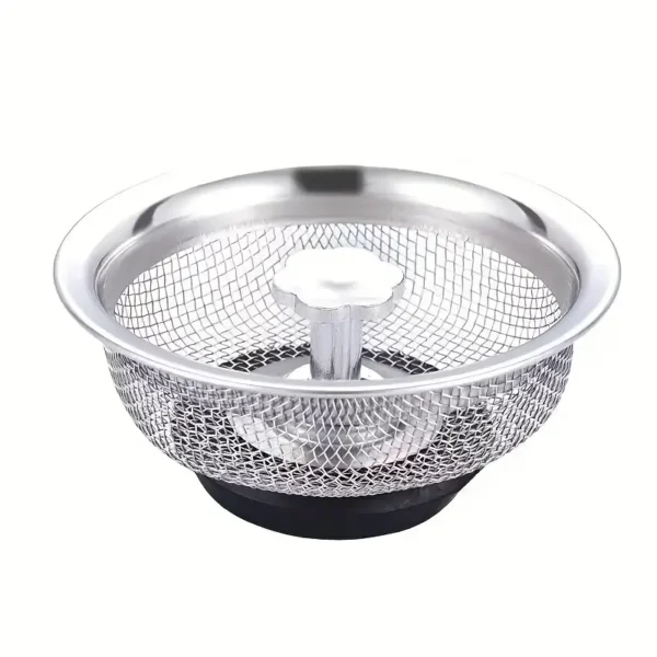 1pc Stainless Steel Kitchen Sink Filter - 97.54cm Anti-Clog Net with Central Knob, Easy to Clean, Suitable for Bathroom, Toilet and Washbasin Drain Pipes, Kitchen Sink Accessorie - Image 2