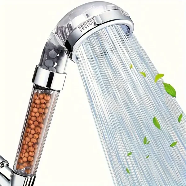 1pc High-Pressure 5-Mode Adjustable Shower Head with Water-Saving Design, Handheld Bathroom Accessory for Enhanced Shower Experience, Wall-Mounted, Round Plastic Body, Transparent Spray Nozzle with Bead Filter, Shower Accessories - Image 5