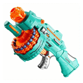 TONAPEETO Turquoise Automatic Foam Blaster with 40 Foam Bullets - Battery-Powered, Durable Plastic Toy Gun for Youngsters & Teens, Ideal Birthday & Christmas Gift
