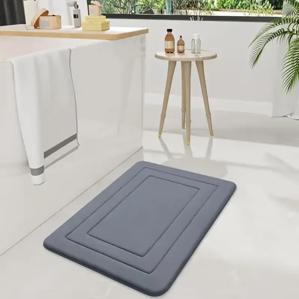 Soft and Comfortable Memory Foam Bath Mat, Non-Slip Absorbent Bathroom Mat, Machine Washable, Polyester and PVC Blend, Vibrant Color, 400gsm, 1.2cm Thick, Rectangular Shape, Braided Fabric, Easy to Clean, Bathroom Rug - Image 3