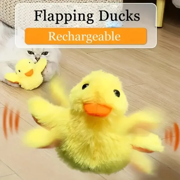 1pc Duck Plush Cat Toy, Interactive Sound Toy, Durable And Soft Plush Material, Yellow Duck Pet Toy, Suitable for Boredom Relief, Suitable for Sports And Entertainment, USB Rechargeable Plush Material, Electronic Pet Toy, Interactive Cat Toy, Suitable for All Breed