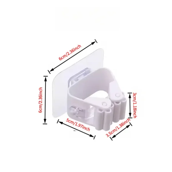 1 pc Mop Storage Rack - Suction Hanging, Traceless Clips, Broom Hangers, Waterproof Wall-Mounted Design for Bathrooms