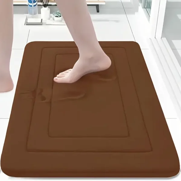 Soft and Comfortable Memory Foam Bath Mat, Non-Slip Absorbent Bathroom Mat, Machine Washable, Polyester and PVC Blend, Vibrant Color, 400gsm, 1.2cm Thick, Rectangular Shape, Braided Fabric, Easy to Clean, Bathroom Rug - Image 4