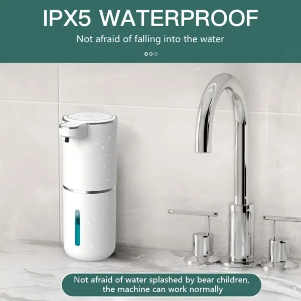 380Ml Automatic Soap Dispenser with Touchless Sensor - Wall-Mounted, Rechargeable Lithium Battery, USB Charging, Modern Black Design for Bathroom And Kitchen, Bathroom Soap Dispenser|Modern Soap Dispenser|Touchless Soap Dispenser - Image 5