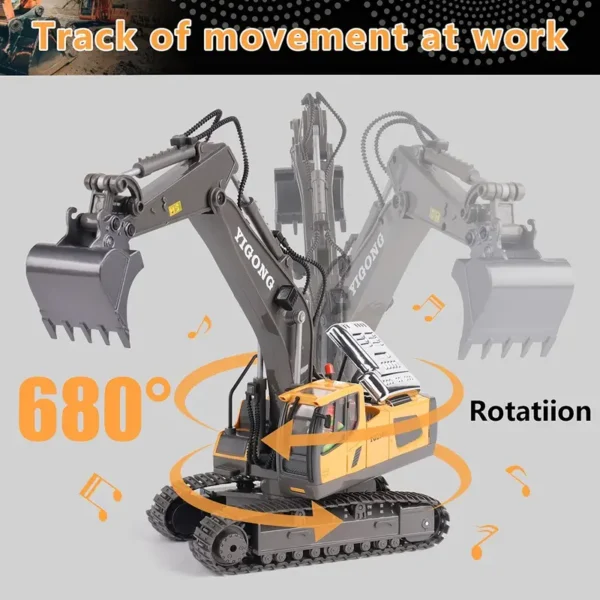 [Wireless | Metal] 2.4GHz Wireless Remote Control Excavator Toy | 11-Channel Alloy Metal Construction, USB Rechargeable 18650 Lithium Battery, Weather-Resistant | for Kids 14+ Years, Operating Voltage ≤36V - Image 2