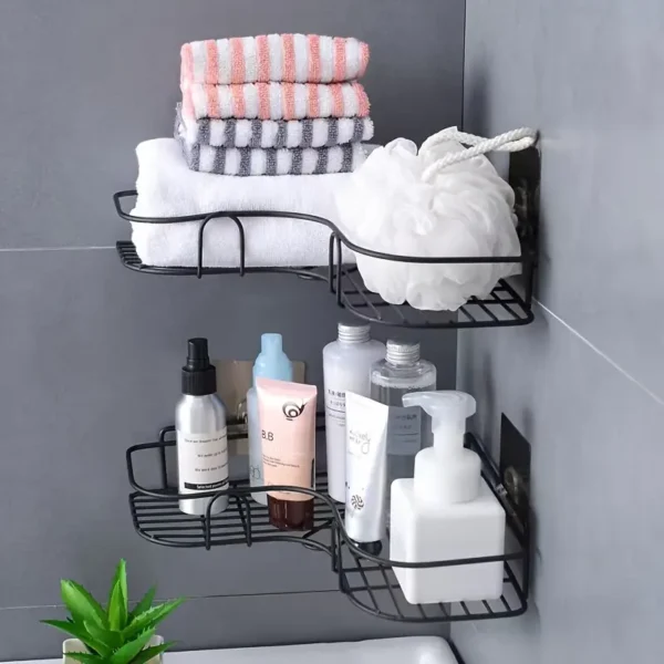 Stainless Steel Corner Shower Rack - Rust-Resistant, Wall-Mounted Bathroom Storage Shelf, Suitable for Storing Shampoo, Toner, And Cosmetics. - Image 4