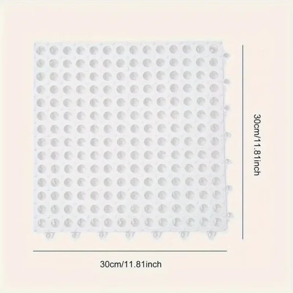 12pcs Transparent Non-Slip Rubber Bath Mats with Drainage Holes, High Quality Shower & Kitchen Floor Mats, Durable Plastic Safety Tiles for Bathroom, Shower, Sink, Bathtub Areas, Bathroom Safety Mats, Checkered Pattern Mat, Sink Mat, Nonslip Design, Easy to Clean, Shower, Household Essentials - Image 2