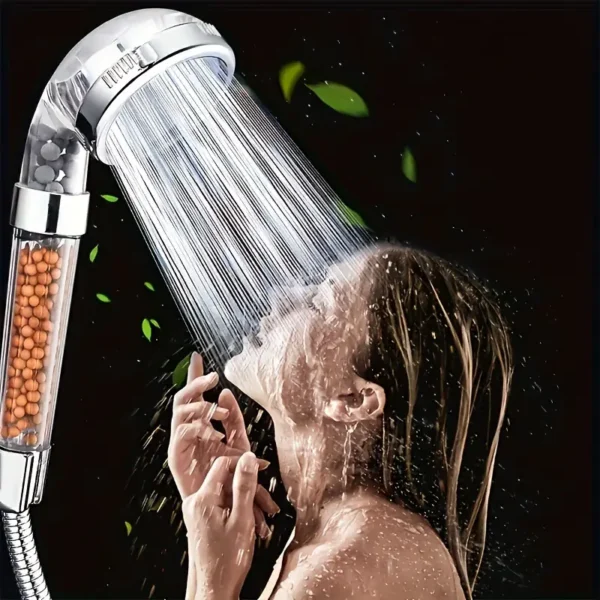 1pc High-Pressure 5-Mode Adjustable Shower Head with Water-Saving Design, Handheld Bathroom Accessory for Enhanced Shower Experience, Wall-Mounted, Round Plastic Body, Transparent Spray Nozzle with Bead Filter, Shower Accessories - Image 4