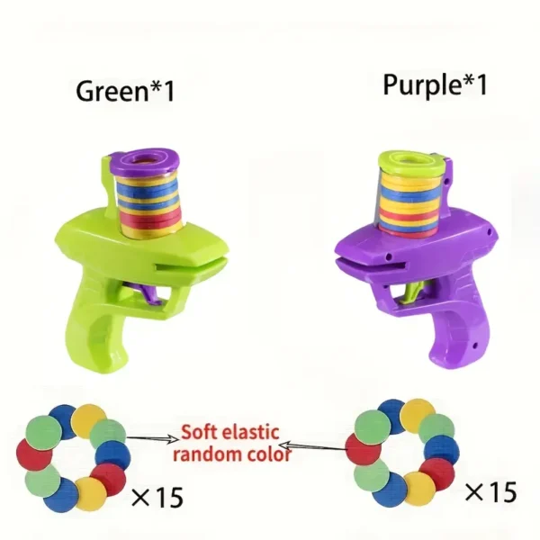 2 pack purple and green [Colorful Disc Launcher] Durable ABS Material Colorful Foam Disc Launcher Toy | Handheld Flying Saucer Game for Youngsters, Fun Outdoor Backyard Play & Birthday Gift for Boys and Girls, Mixed Colors (Purple, Green, Yellow), Colorful Play Disc | Engaging Youngsters' Toy | Safe for Youngsters, Toys Purple - Image 2