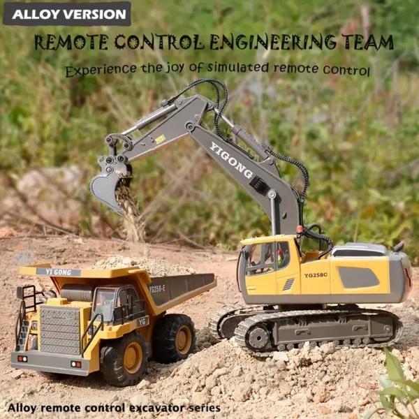 [Wireless | Metal] 2.4GHz Wireless Remote Control Excavator Toy | 11-Channel Alloy Metal Construction, USB Rechargeable 18650 Lithium Battery, Weather-Resistant | for Kids 14+ Years, Operating Voltage ≤36V - Image 3