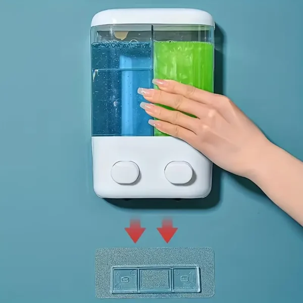 ABS Wall-Mounted Liquid Soap Dispenser with Dual Compartments - Foam Hand Wash Device for Bathroom, Shower, and Kitchen - No Electricity Needed, Easy Installation, Plastic Material, Bathroom Hygiene|Modern Soap Dispenser|Plastic Soap Dispenser - Image 3