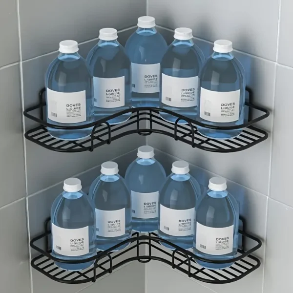 Stainless Steel Corner Shower Rack - Rust-Resistant, Wall-Mounted Bathroom Storage Shelf, Suitable for Storing Shampoo, Toner, And Cosmetics. - Image 3