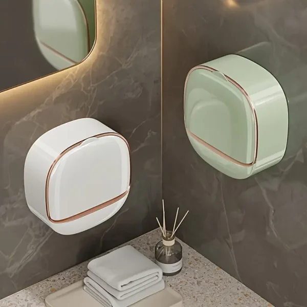 Easy-Install Wall-Mounted Soap Dish with Lid - Waterproof ABS, No-Drill Drainage Design for Bathroom & Shower, Perfect for Travel - Image 3