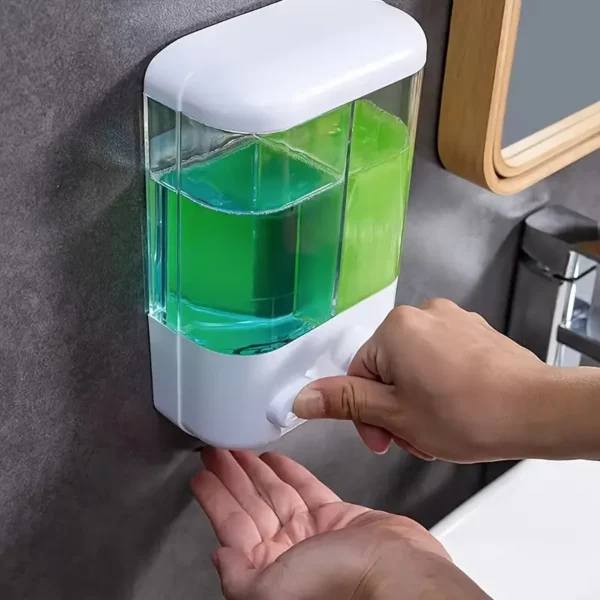 ABS Wall-Mounted Liquid Soap Dispenser with Dual Compartments - Foam Hand Wash Device for Bathroom, Shower, and Kitchen - No Electricity Needed, Easy Installation, Plastic Material, Bathroom Hygiene|Modern Soap Dispenser|Plastic Soap Dispenser - Image 5