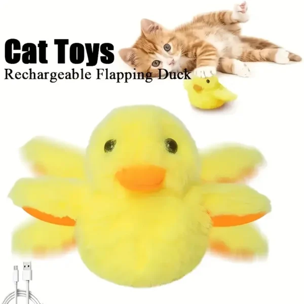 1pc Duck Plush Cat Toy, Interactive Sound Toy, Durable And Soft Plush Material, Yellow Duck Pet Toy, Suitable for Boredom Relief, Suitable for Sports And Entertainment, USB Rechargeable Plush Material, Electronic Pet Toy, Interactive Cat Toy, Suitable for All Breed - Image 6