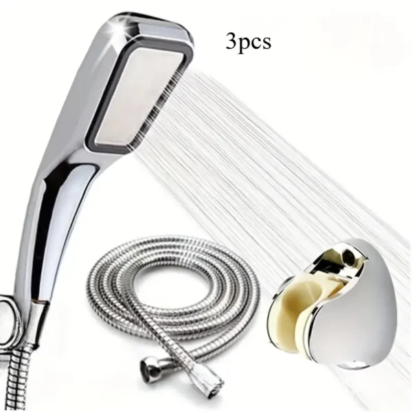 3pcs bathroom shower head 300 holes high quality high pressure water saving shower head, 150.01 cm copper core hose, shower head base - Image 4