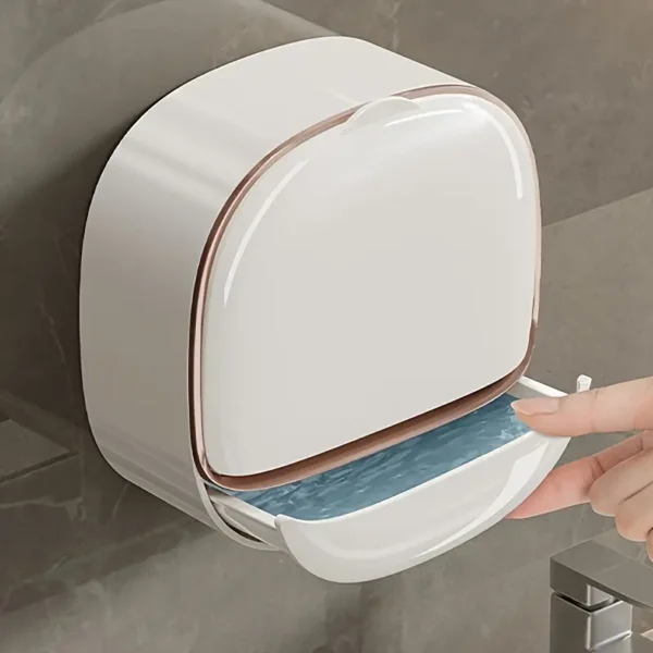 Easy-Install Wall-Mounted Soap Dish with Lid - Waterproof ABS, No-Drill Drainage Design for Bathroom & Shower, Perfect for Travel - Image 4