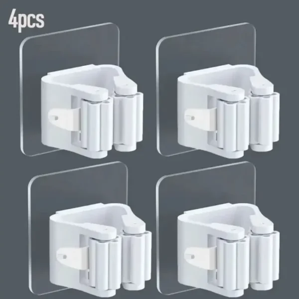 1 pc Mop Storage Rack - Suction Hanging, Traceless Clips, Broom Hangers, Waterproof Wall-Mounted Design for Bathrooms - Image 6