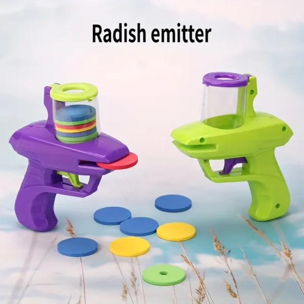 2 pack purple and green [Colorful Disc Launcher] Durable ABS Material Colorful Foam Disc Launcher Toy | Handheld Flying Saucer Game for Youngsters, Fun Outdoor Backyard Play & Birthday Gift for Boys and Girls, Mixed Colors (Purple, Green, Yellow), Colorful Play Disc | Engaging Youngsters' Toy | Safe for Youngsters, Toys Purple - Image 4