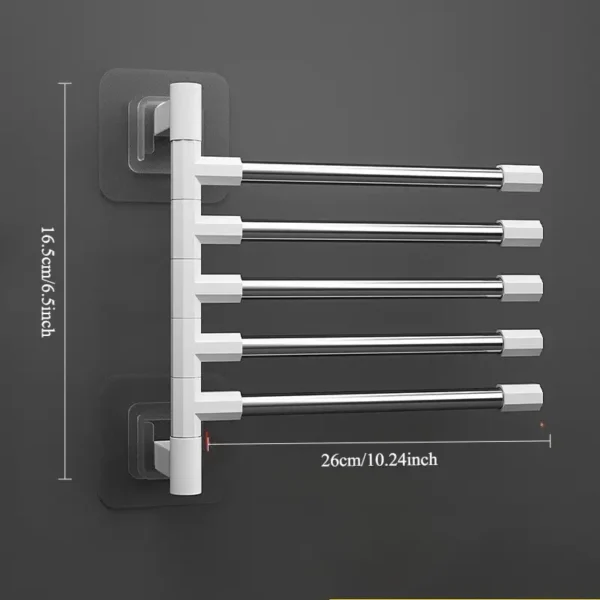 Stainless Steel Wall-Mounted Swivel Towel Rack with Adjustable Arms - No Drilling Required, Space-Saving Bathroom Organizer for Quick Drying & Easy Access, Towel Holder for Bathroom