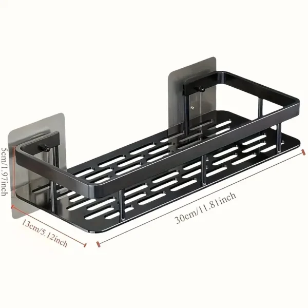 Large Capacity Wall-Mounted Shower Caddy, No Drill Installation, Space-Saving Floating Shelf for Bathroom & Kitchen, Plastic Organizer for Toiletries, Cosmetics & Accessories - Image 4