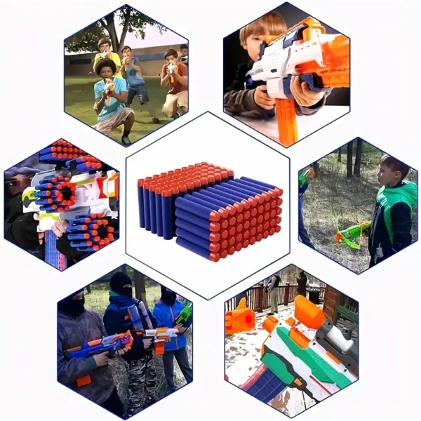 10 pcs [Nerf Series | Blue Bullets] Nerf Series 400/200/100/50pcs Blue Solid Round Head Bullets 2.83inch | Refill Darts for Youngsters Toy Gun Accessories - Image 3