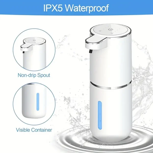 380Ml Automatic Soap Dispenser with Touchless Sensor - Wall-Mounted, Rechargeable Lithium Battery, USB Charging, Modern Black Design for Bathroom And Kitchen, Bathroom Soap Dispenser|Modern Soap Dispenser|Touchless Soap Dispenser - Image 4