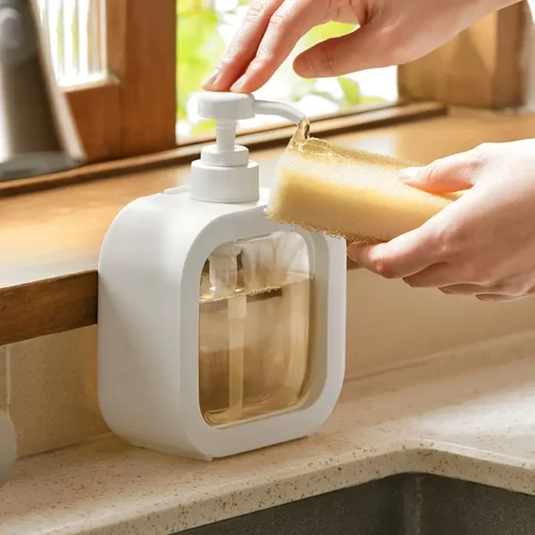 1pc Clear Plastic Soap Dispenser - Press-Type, Refillable Lotion & Shampoo Bottle for Bathroom Organization - Image 4